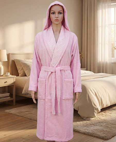 حوله تن پوش دورونخ - طرح گیسو- صورتی روشن- سایز 14527