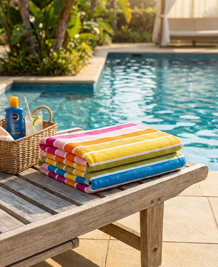 حوله استخری راه راه - نخ رنگی 58